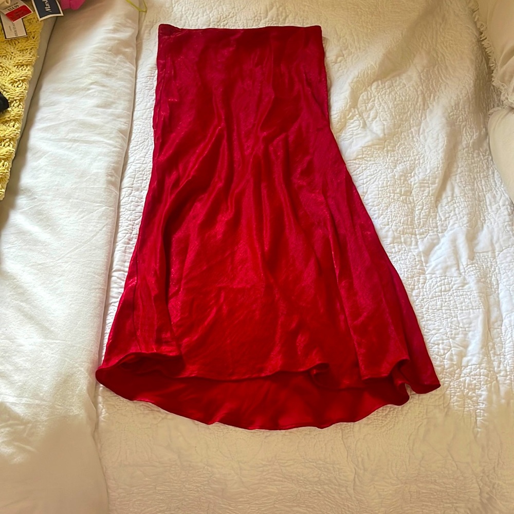Red Nasty Gal slip skirt